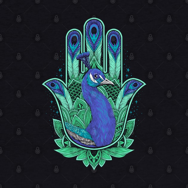 Peacock Hamsa by damzu